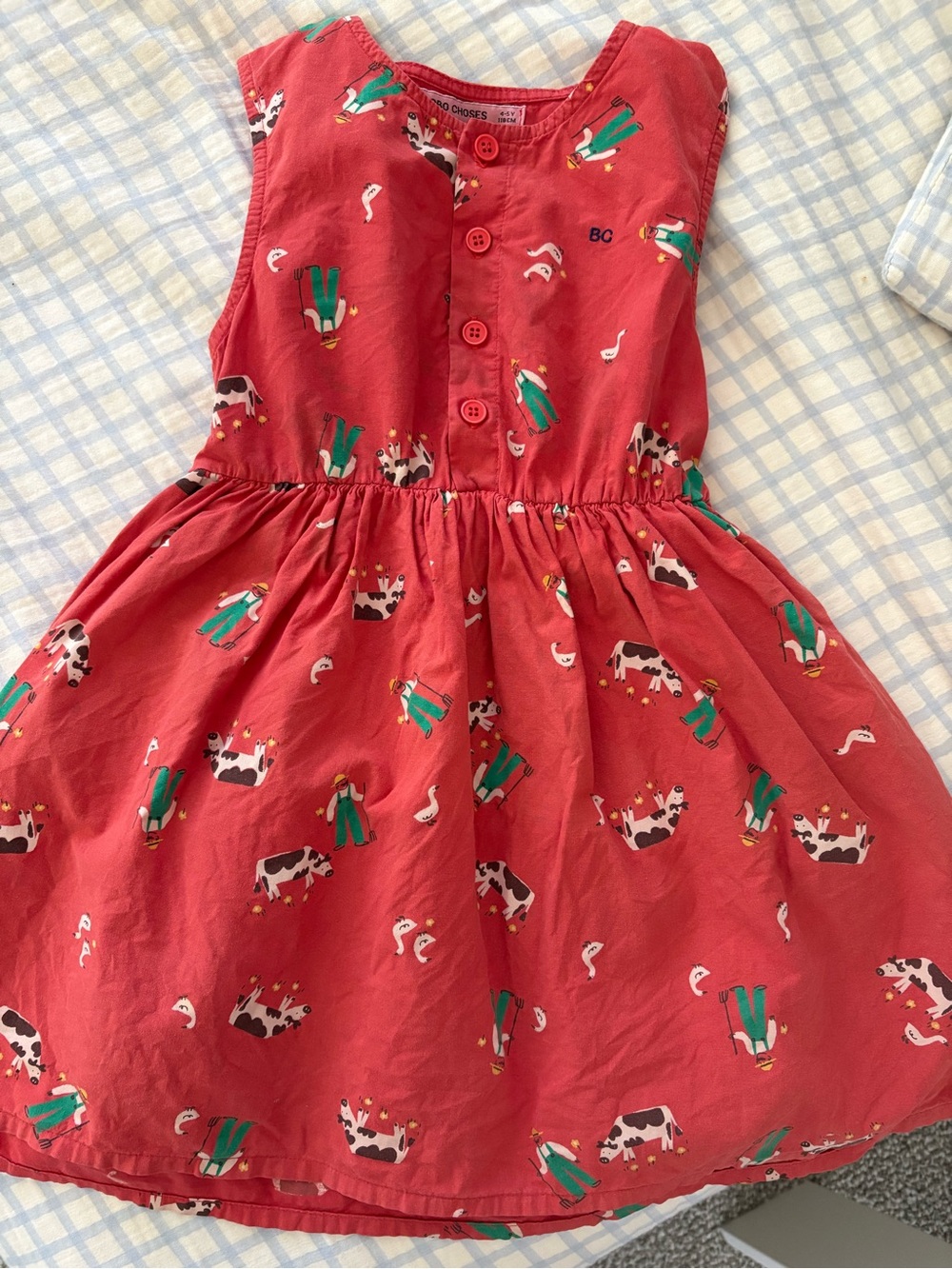 Bobo Choses Red Sleeveless Farm Print Dress
